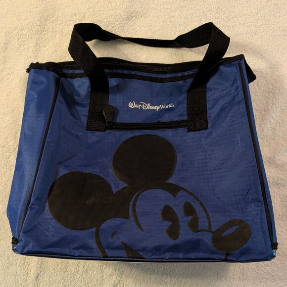 Disney Handbags - Disney Parks Mickey Mouse Tote Bag Blue Large Travel Carry Bag Walt Disney World